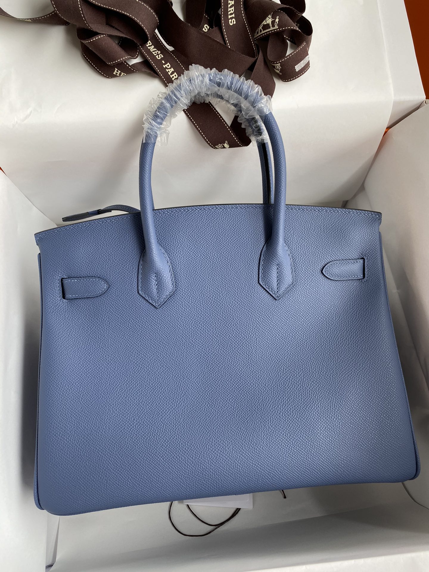 Hermes Birkin 35CM Epsom Leather Handbag Blue Hydra